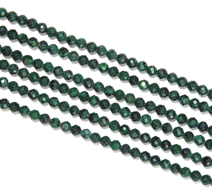 Faceted Malachite AA 3mm beads on 40cm wire
