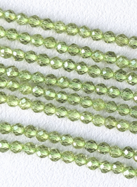 Faceted Peridot AA beads 3mm on 40cm wire