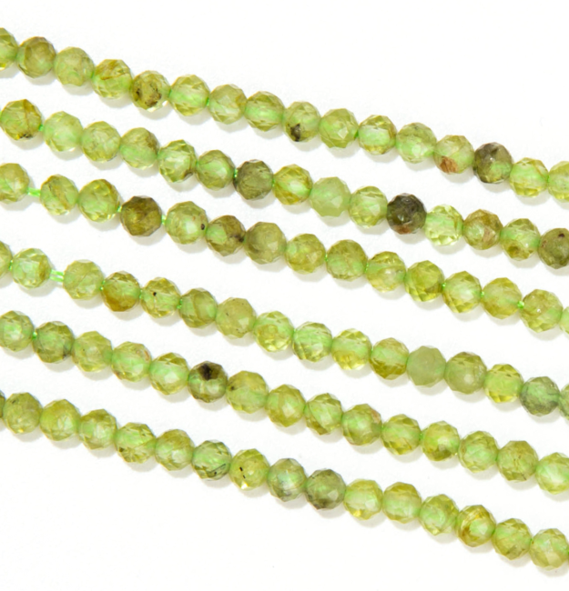 Faceted Peridot A beads 3mm on 40cm wire