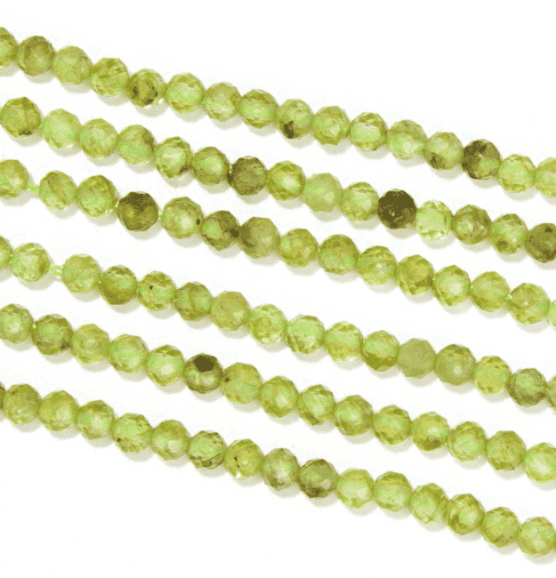 Faceted Peridot A beads 3mm on 40cm wire