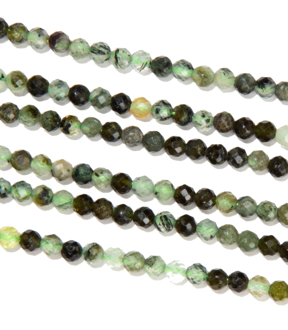 Faceted Prehnite A 3mm beads on 40cm wire