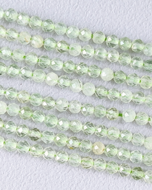 Faceted Prehnite AA beads 3mm on 40cm wire