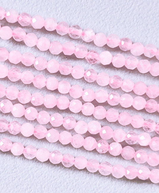 Faceted Rose Quartz A 3mm beads on 40cm wire