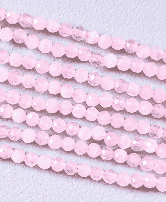 Faceted Rose Quartz A 3mm beads on 40cm wire