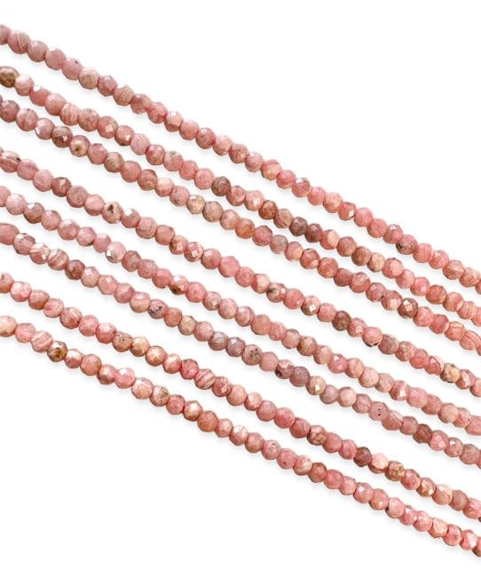 Argentinian Rhodochrosite Faceted AA 3mm beads on 40cm wire