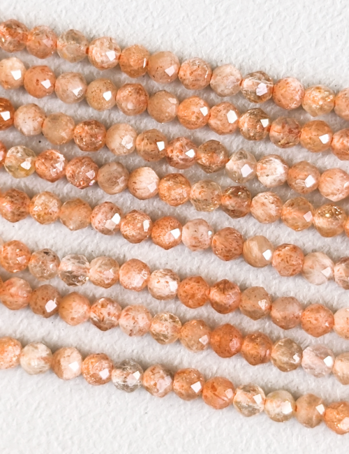 Faceted Sunstone AA 3mm beads on 40cm wire