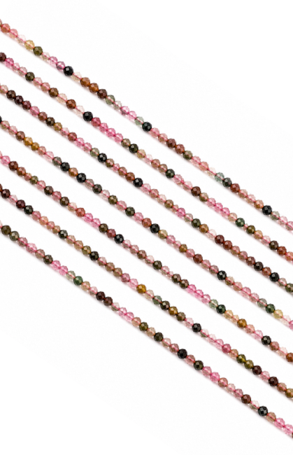 Multicolor Tourmaline Faceted Beads Strand AA 3mm