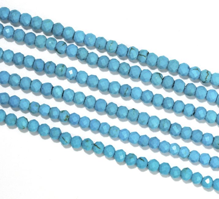 Turquenite Howlite natural tinted Faceted A beads 3mm on 40cm wire