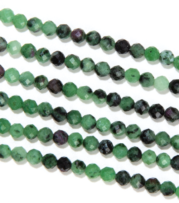Faceted Zoisite Ruby A 3mm beads on 40cm wire