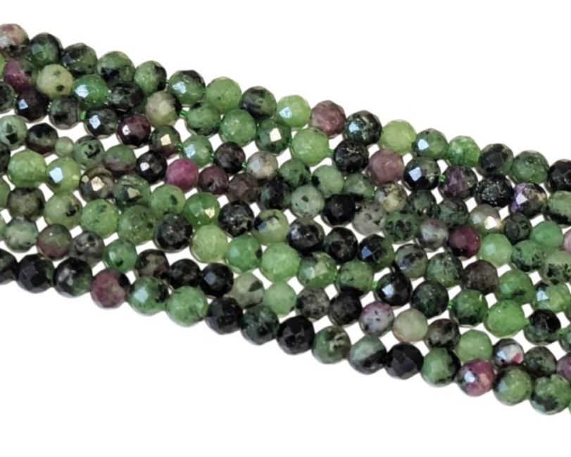 Faceted Zoisite Ruby A 3mm beads on 40cm wire