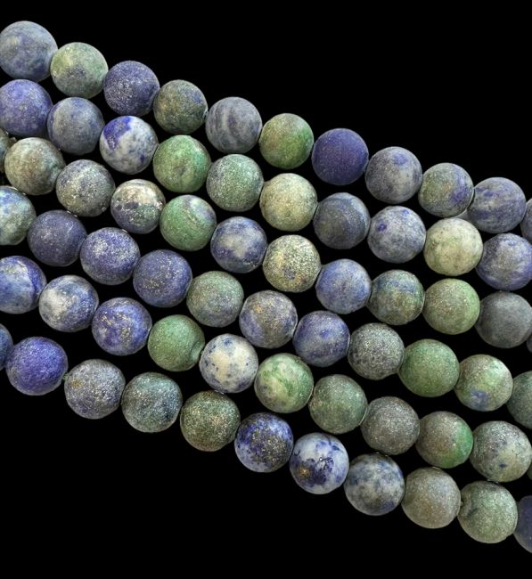 Azurite Malachite matte beads 6mm on a 40cm thread