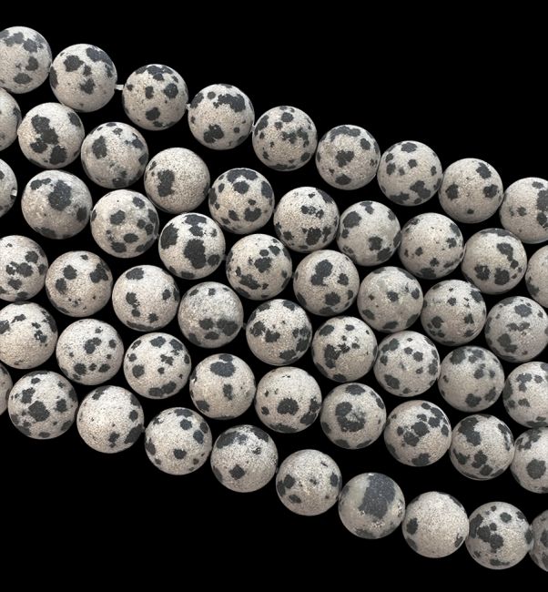 Dalmatian Jasper matte beads 8mm on a 40cm thread