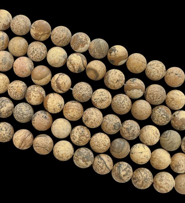 Jasper Landscape matte beads 6mm on a 40cm thread