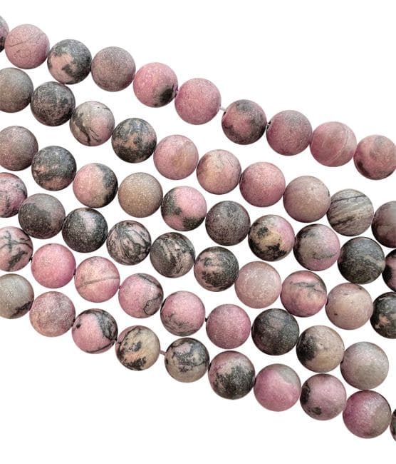 Rhodonite matte beads 6mm on a 40cm thread