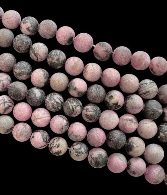 Rhodonite matte beads 8mm on a 40cm thread