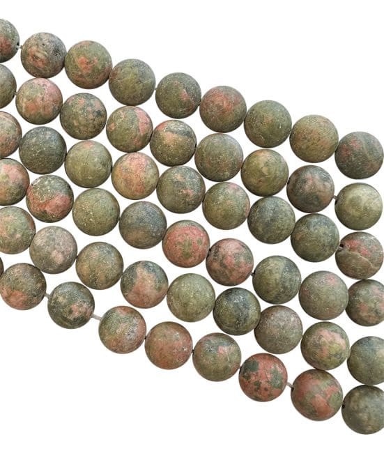 Unakite matte beads 6mm on a 40cm thread