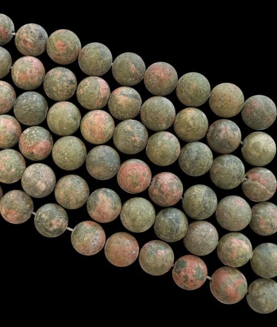 Unakite matte beads 6mm on a 40cm thread