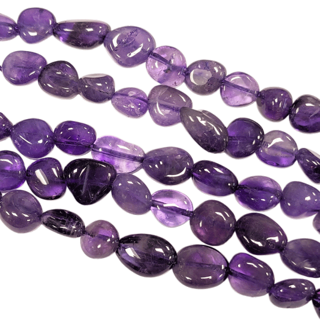 Amethyst AA Tumbled stones on wire 5-8mm 40cm