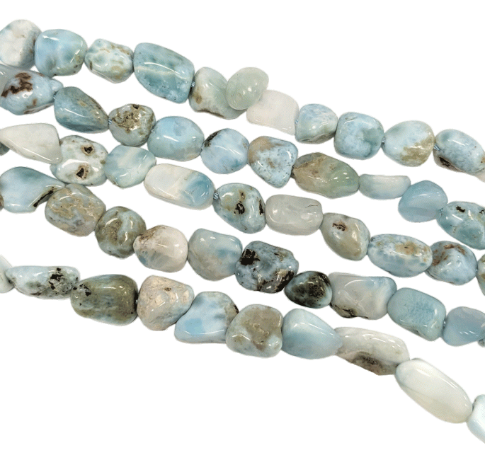 Larimar A Tumbled stones on wire 5-8mm 40cm