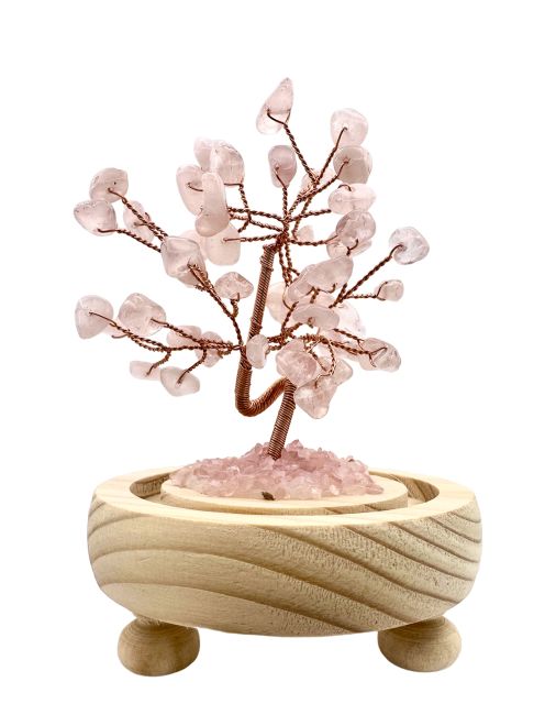Tree of Life Rose Quartz under dome with box