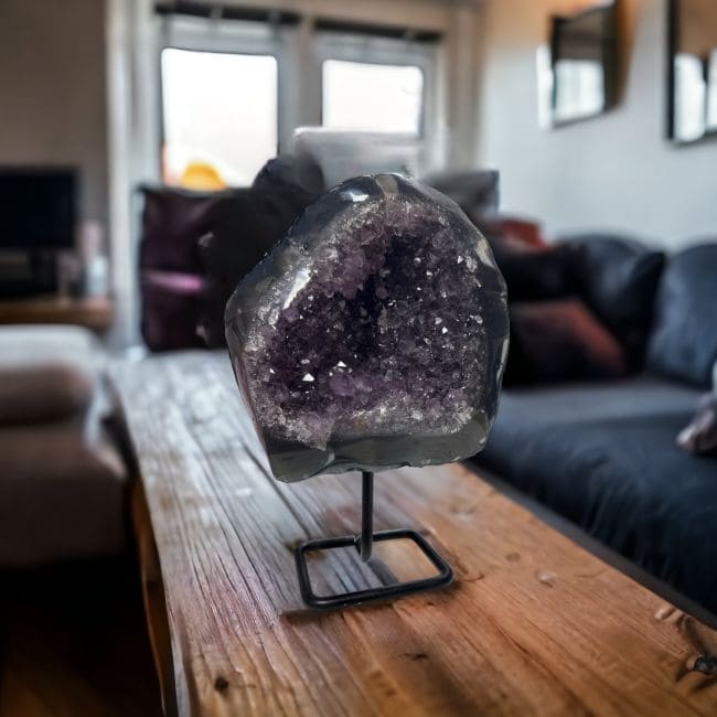 Peru AA amethyst geode on base
