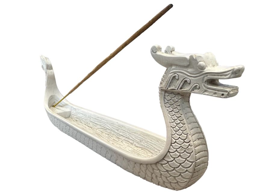 White dragon boat incense holder 22cm