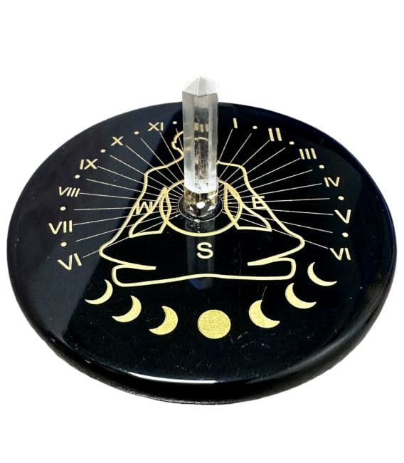 Black Onyx pentacle plaque with rock crystal 8cm