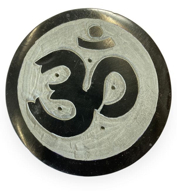 Round black & grey saponite incense holder om 10cm