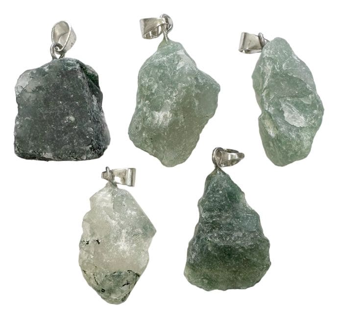 Moss Agate Rough Stone Pendant x5