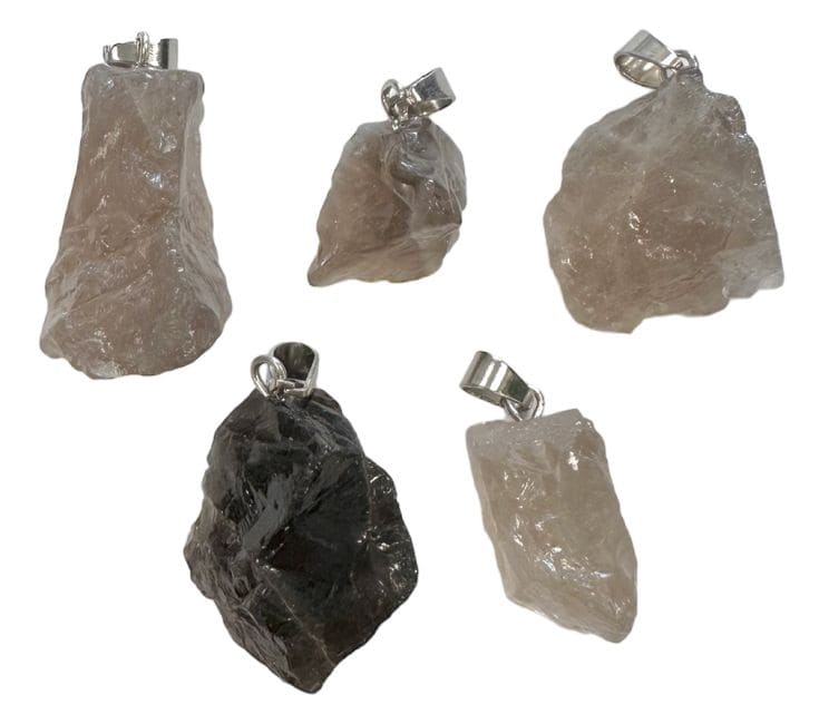 Rough Stone Pendant Smoked Rock Crystal A x5