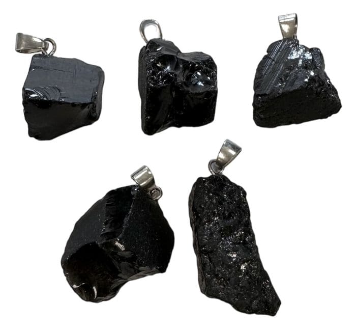 Rough Stone Pendant Black Obsidian A x5