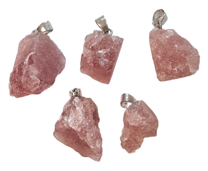 Hematoid Strawberry Quartz Rough Stone Pendant A x5