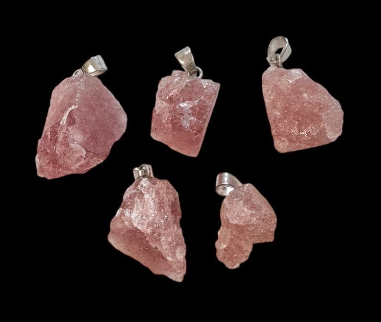 Hematoid Strawberry Quartz Rough Stone Pendant A x5