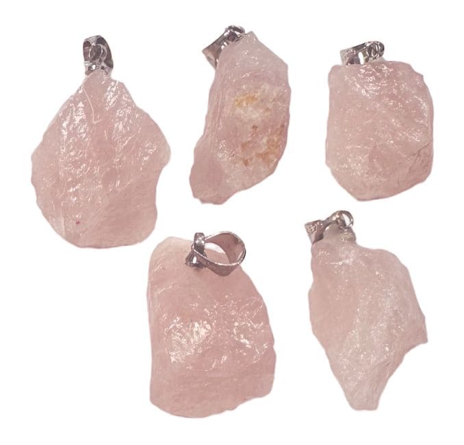 Rough Stone Pendant Rose Quartz A x 5