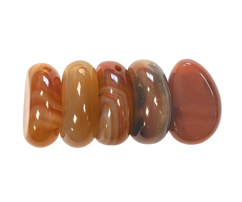 Orange Carnelian Pierced Rolled Stone Pendant A 20-30mm X 5