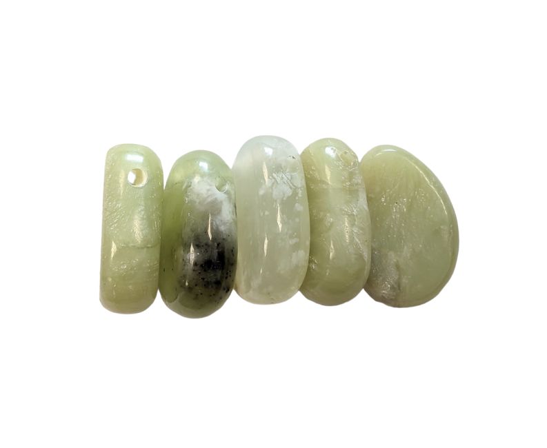 Chinese Jade A Drilled Rolled Stone Pendant 20-30mm X 5