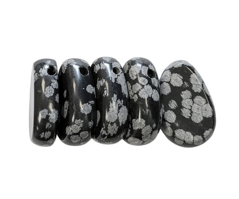 Snowflake Obsidian A Pierced Rolled Stone Pendant 20-30mm X 5