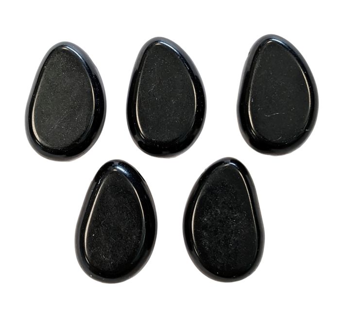 Black Obsidian A Pierced Rolled Stone Pendant 20-30mm X 5
