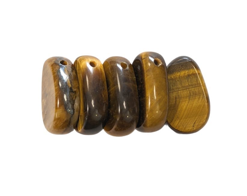 Tiger Eye A Pierced Rolled Stone Pendant 20-30mm X 5