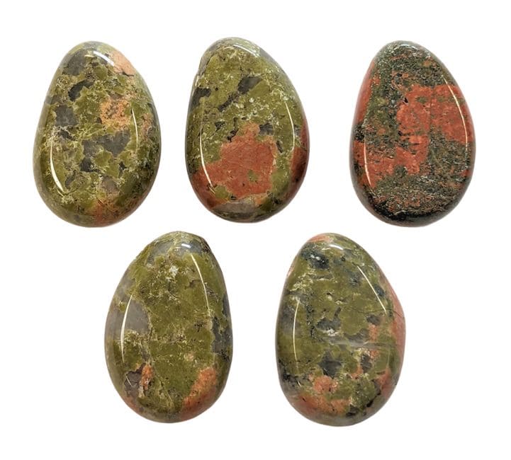 Unakite A Pierced Rolled Stone Pendant 20-30mm X 5