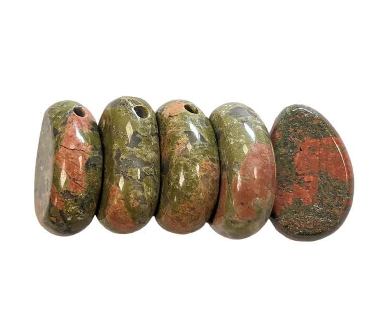 Unakite A Pierced Rolled Stone Pendant 20-30mm X 5