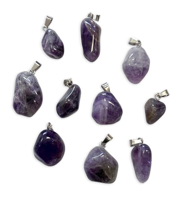 Amethyst Tumbled Stone Pendant A x10