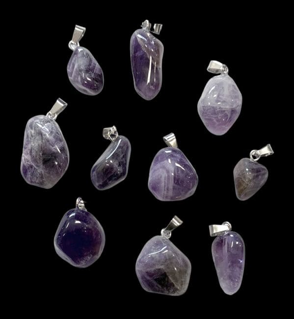 Amethyst Tumbled Stone Pendant A x10