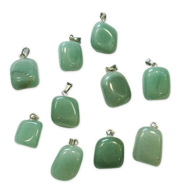 Green Aventurine Rolled Stone Pendant x 10