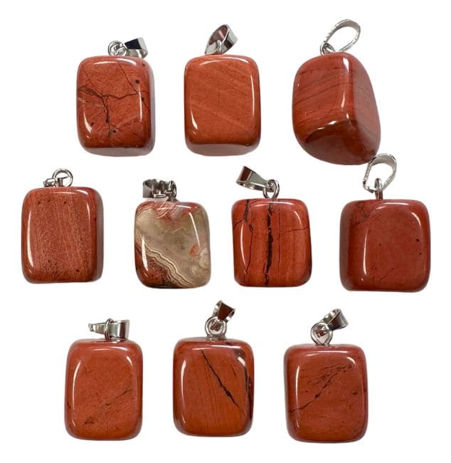 Red Jasper Tumbled Stone Pendant x10