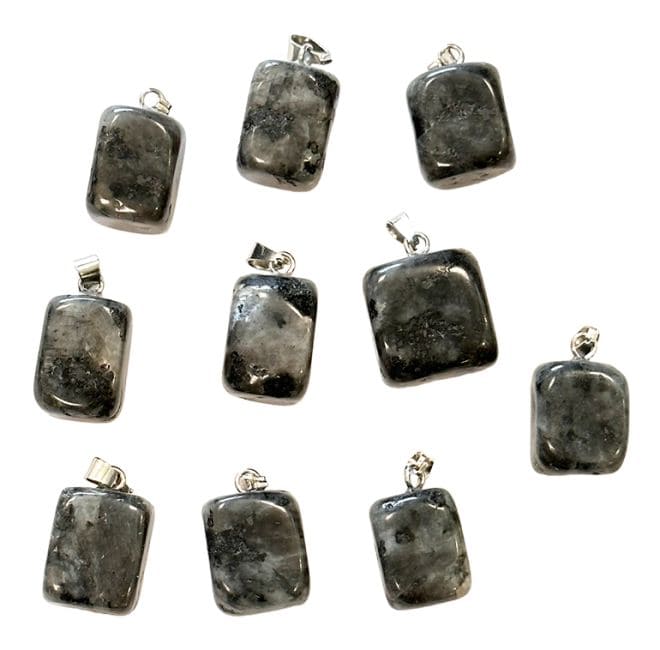 Larvikite Tumbled Stone Pendant x 10