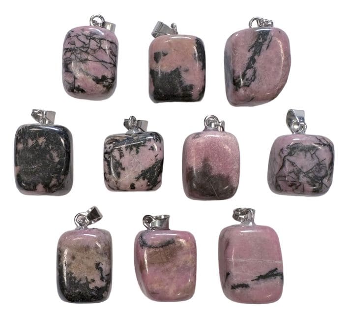 Rhodonite Rolled Stone Pendant x 10