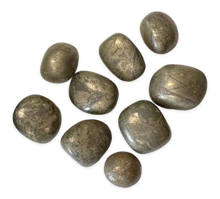Pyrite AB tumbled stone 250g
