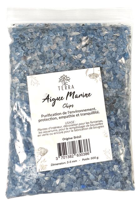 Aquamarine A+ Natural stone chips 3-5mm 500g