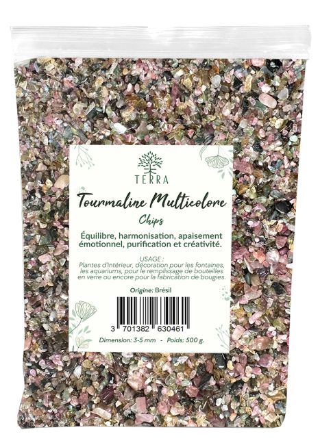 Tourmaline Multicolor AA Natural Stone Chips 1-4mm 500g